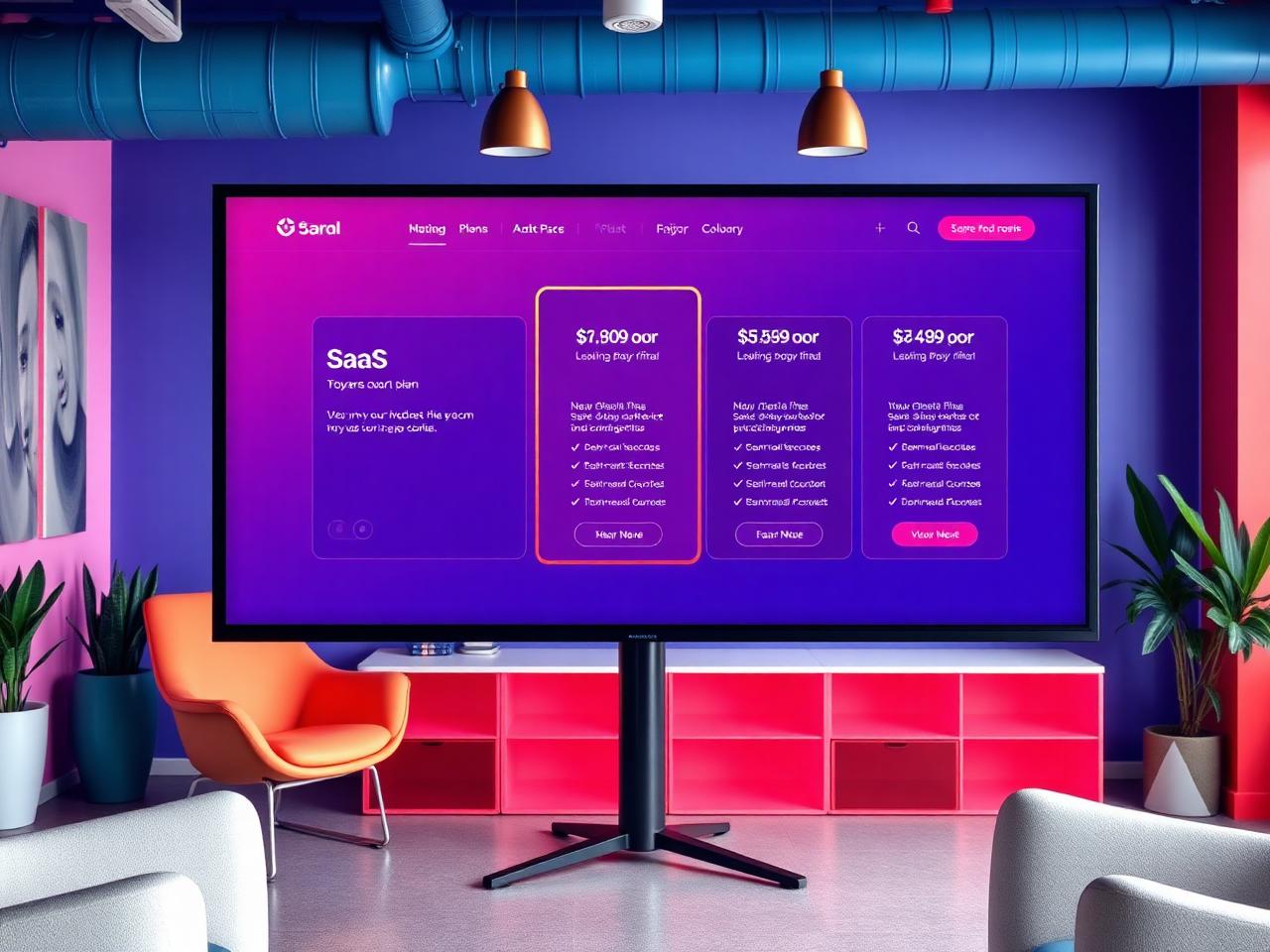 SaaS pricing page with three plan cards