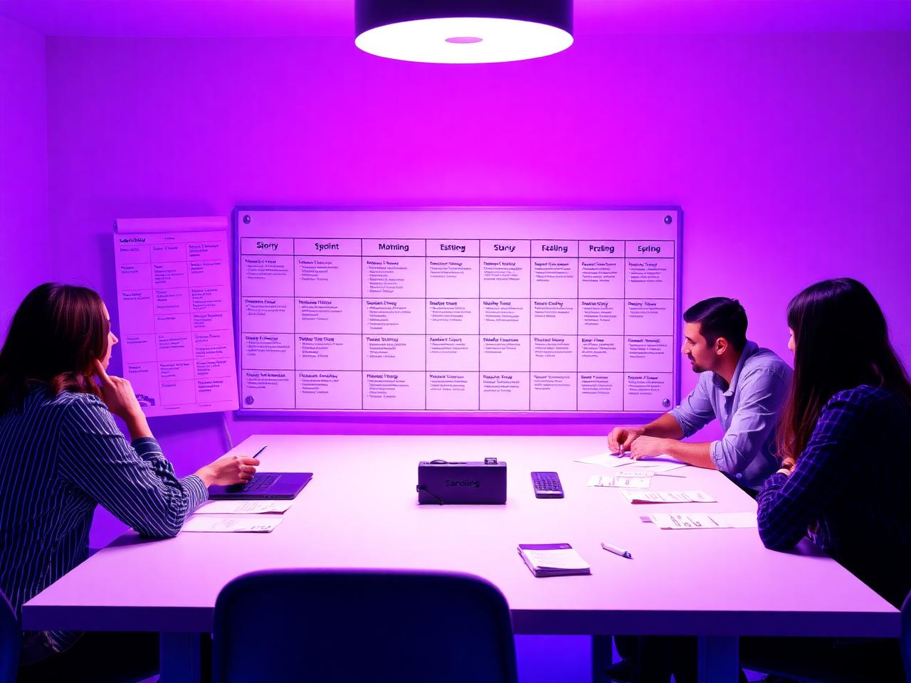 Sprint planning session with story point cards