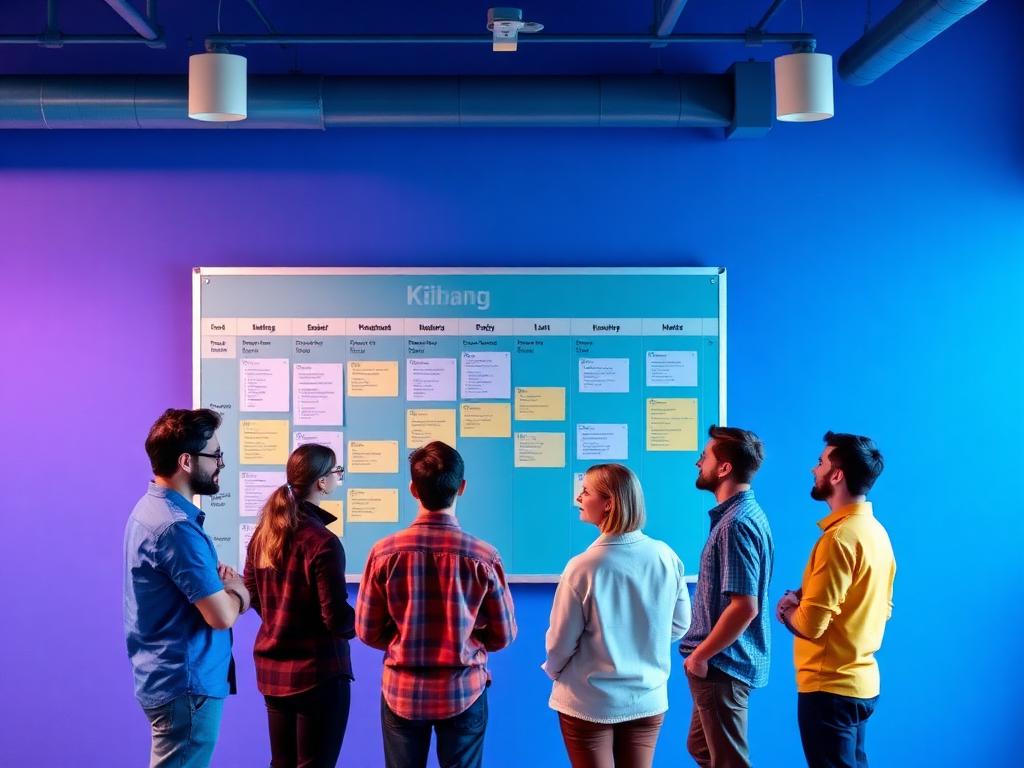 Engineering team grooming a sprint board together